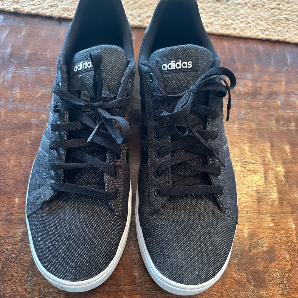 Adidas Black Sneakers with White Sole and Canvas Upper